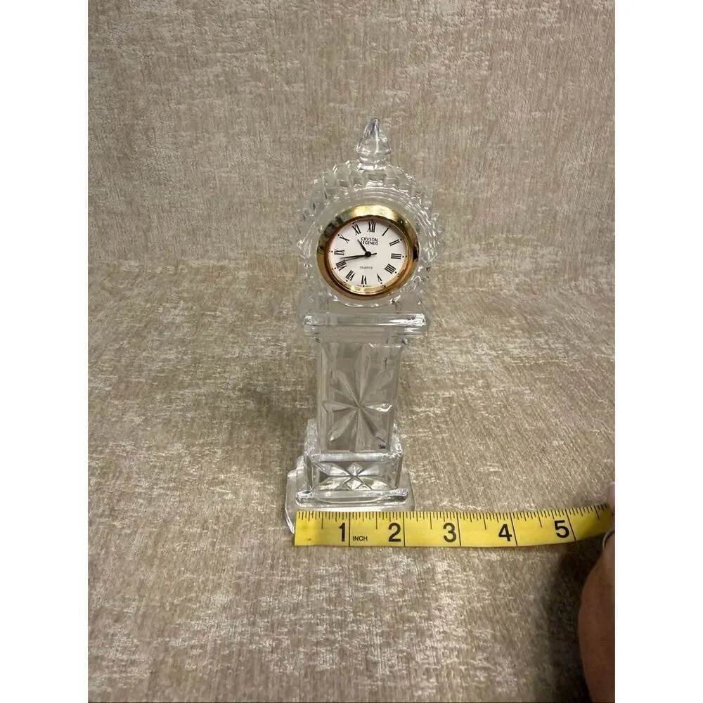 Crystal Legends by Godinger Grandfather Desktop Mantel Quartz Clock Clear 7